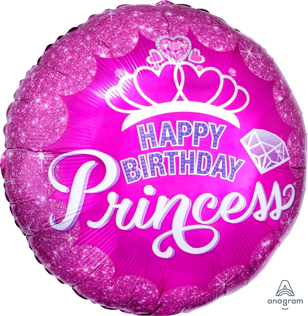 HBD Princess 18 inch Helium Birthday Balloon