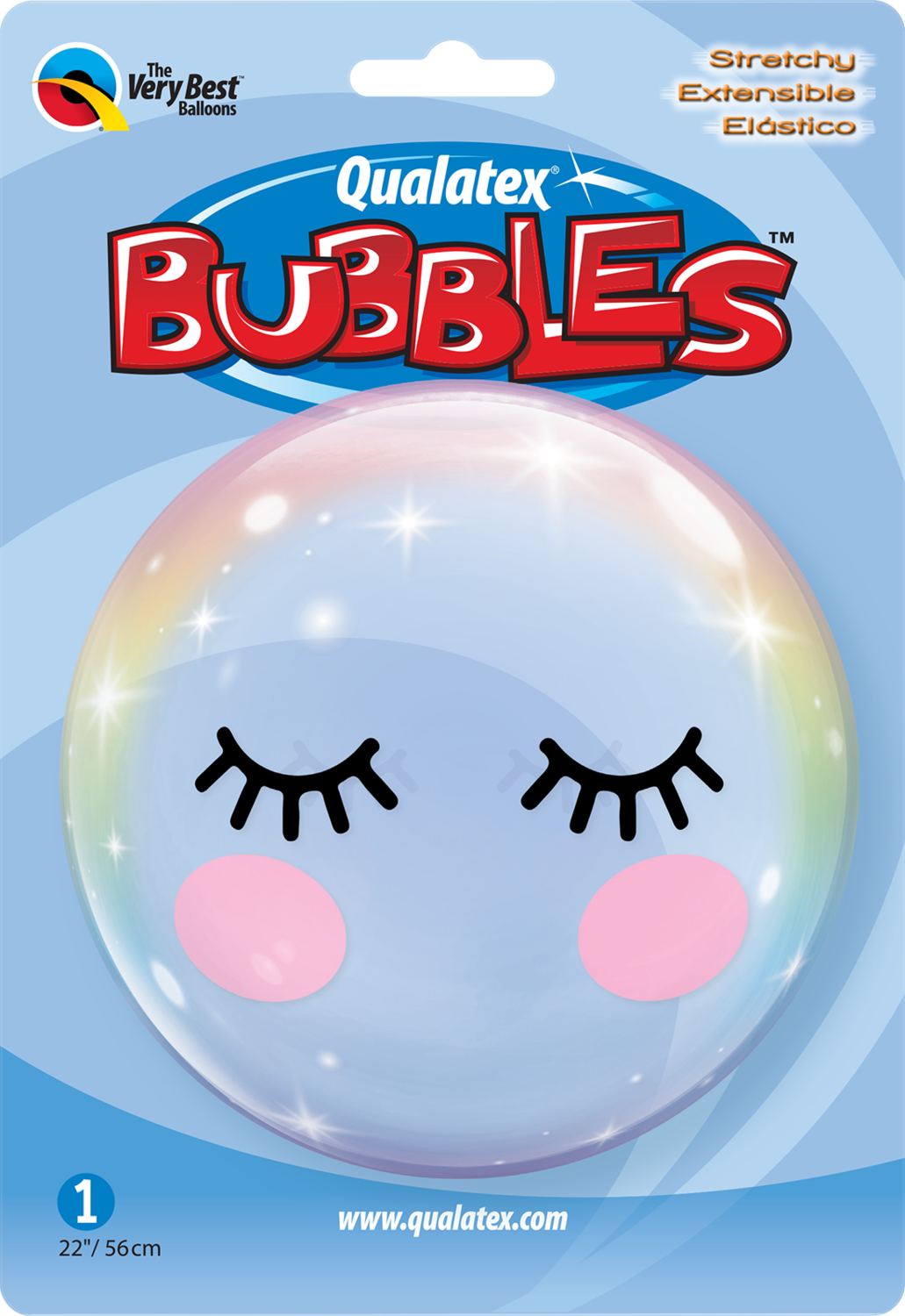 Globo bubble qualatex pestañas 22 pulgadas helio
