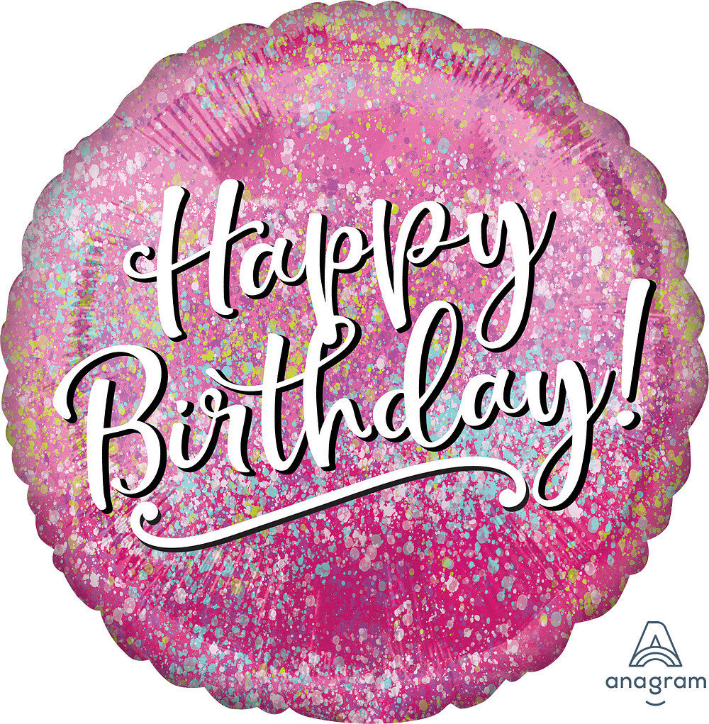 Globo Happy Birthday Glitter 18 pulgadas Helio