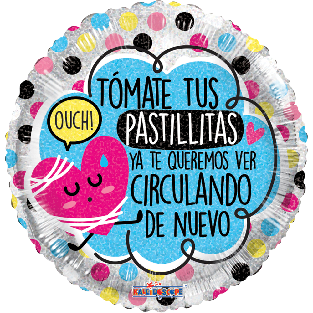 Globo Tomate tus pastillitas mejórate pronto 18 pulgadas Helio