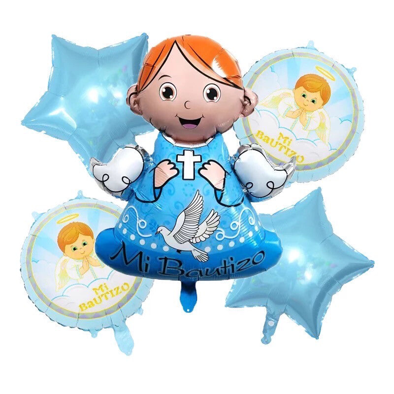 Kit de globos Mi Bautizó Niño o niña 5 Pzas