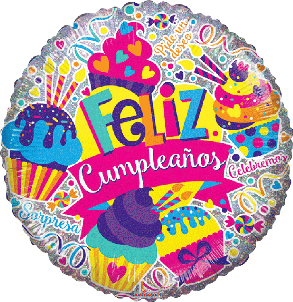Feliz Cumple Cupcakes 18 pulgadas helio