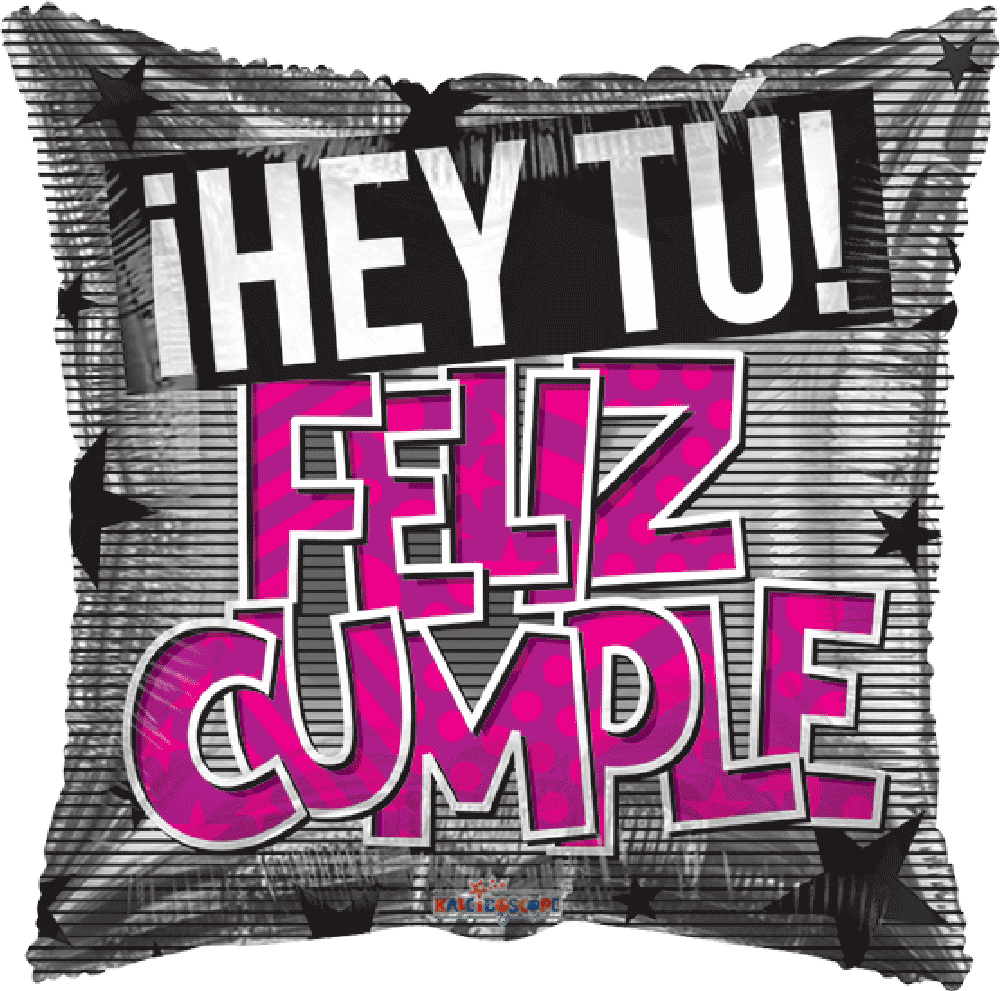 Globo Hey Tu Feliz Cumple Morado 18 pulgadas helio