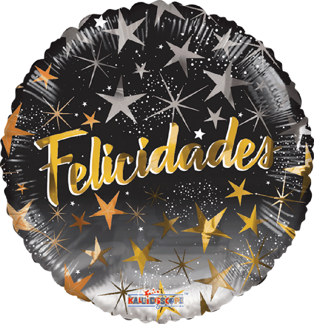 Felicidades Estrellas Negro 18 pulgadas helio