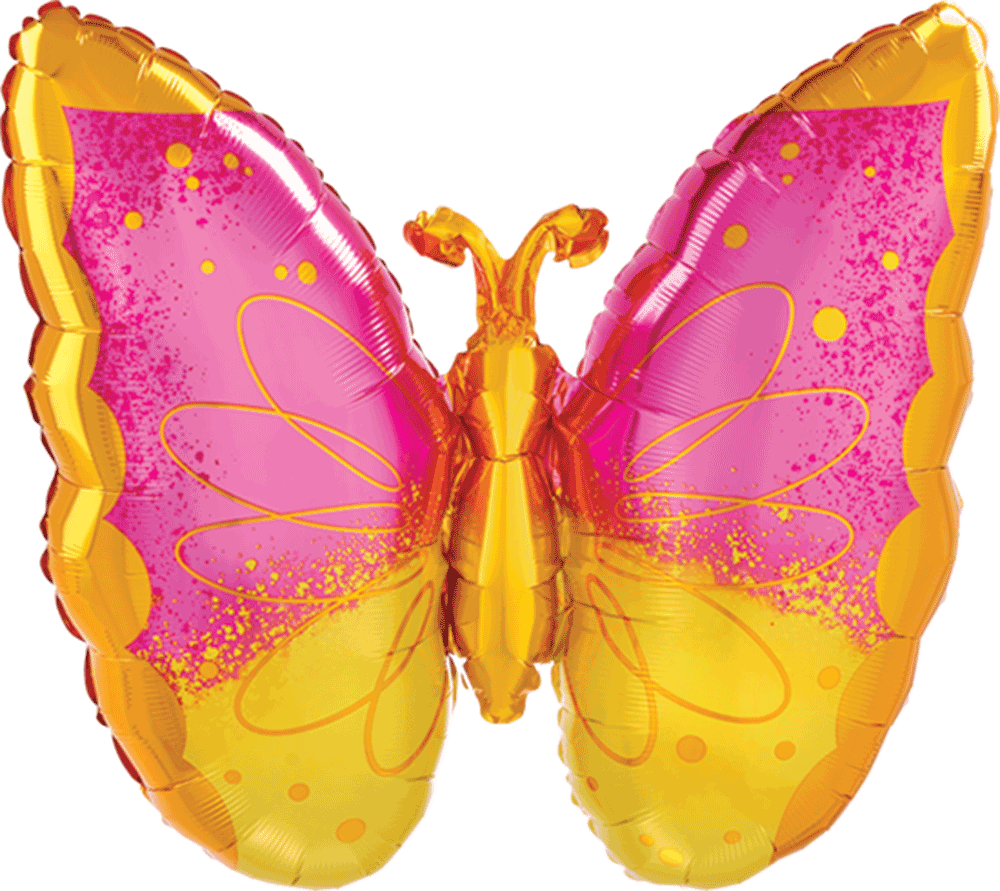 Globo Mariposa Primavera PINK & YELLOW BUTTERFLY Supershape helio