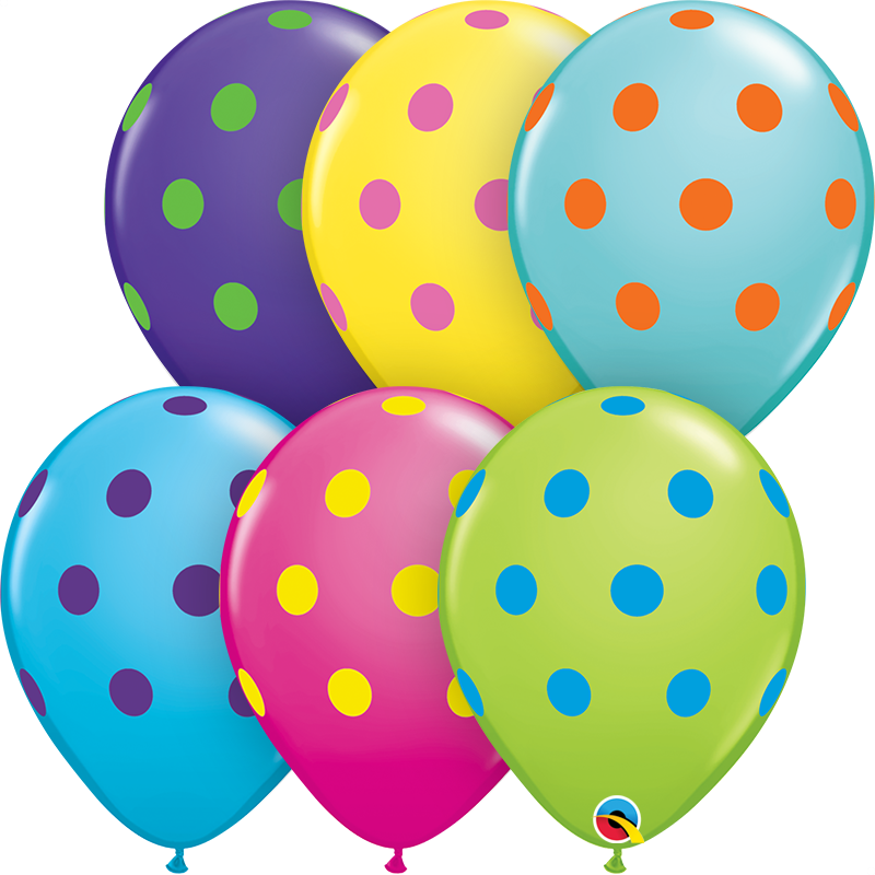 Globo de Latex Puntos Polka Grandes Surtido Colorido Qualatex