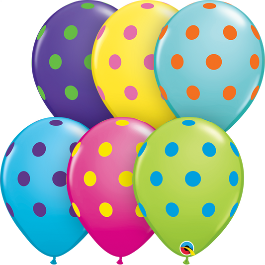 Globo de Latex Puntos Polka Grandes Surtido Colorido Qualatex