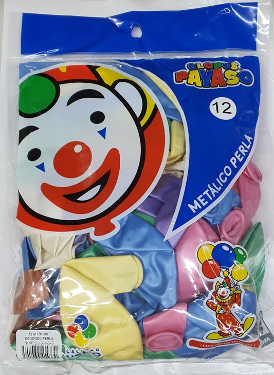 Bolsa de Latex Metalico colores Pastel 12"