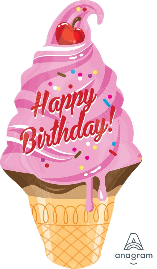 Supershape Ice Cream Helium Birthday Balloon