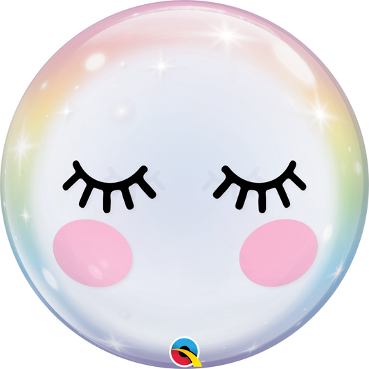 Globo bubble qualatex pestañas 22 pulgadas helio