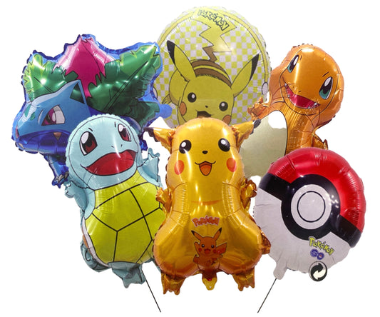 Kit de globos pikachu pokemon 6 Pzas