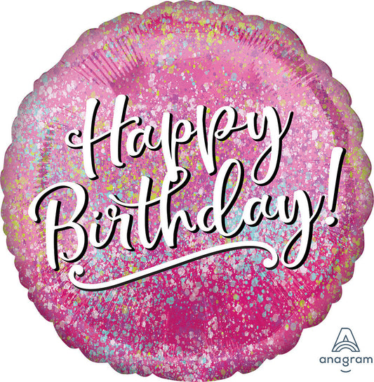 Globo Happy Birthday Glitter 18 pulgadas Helio