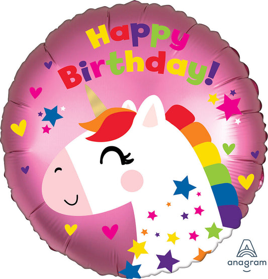 Globo Happy Birthday Unicornio 18 pulgadas Helio