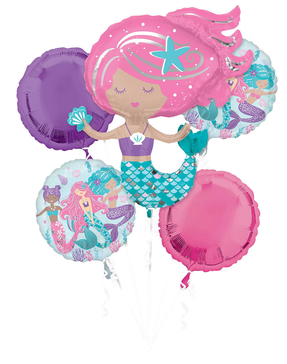 Helium Glitter Mermaid Bouquet 5 pcs