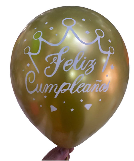 Globo Chrome Oro Decorado 12 pulgadas
