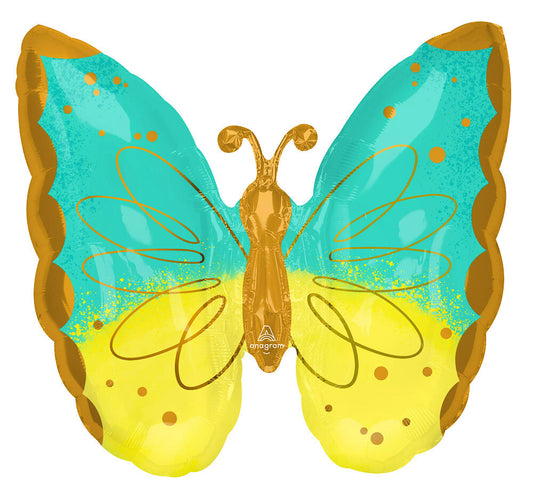 Globo Mariposa Verde / Amarillo Supershape Helio