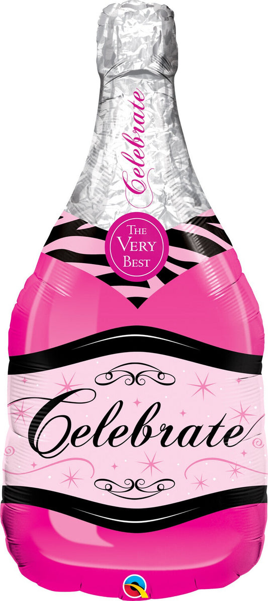 Globo Botella Celebrate Rosa Qualatex Supershape Helio