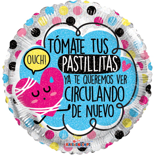 Globo Tomate tus pastillitas mejórate pronto 18 pulgadas Helio
