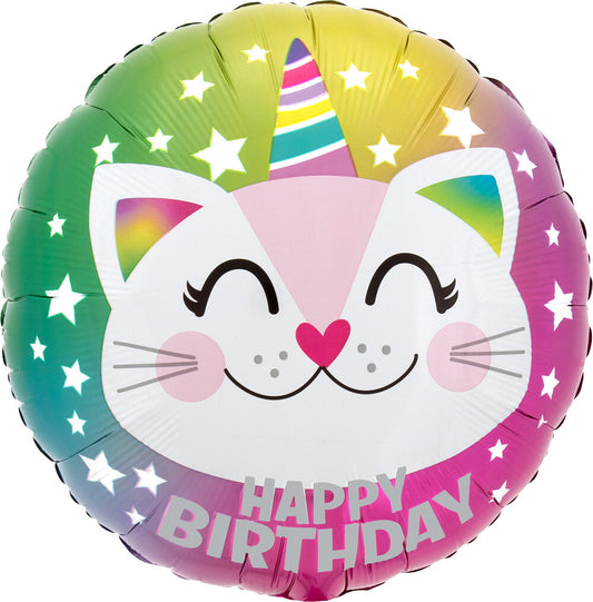 Globo Caticorn Happy Birthday 18 pulgadas Helio