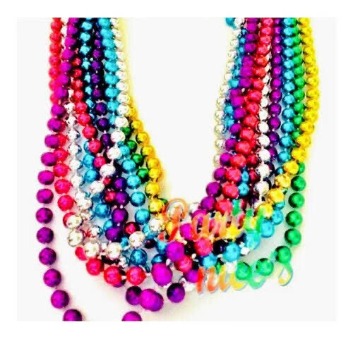 Collar Perlas Metalicas Fiesta Batucada 12 Pzas