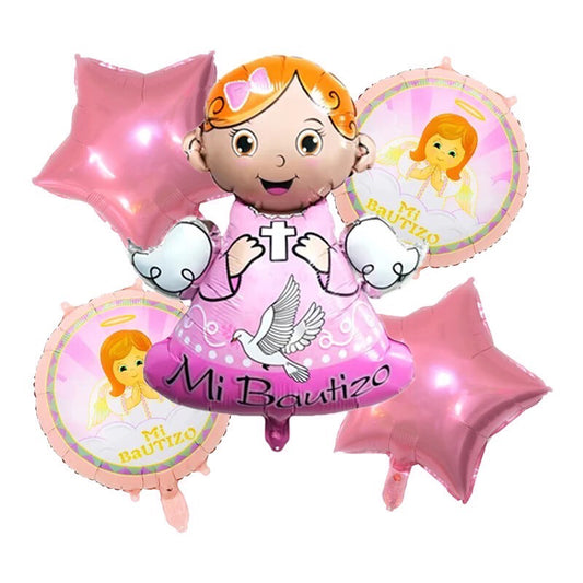 Kit de globos Mi Bautizó Niño o niña 5 Pzas