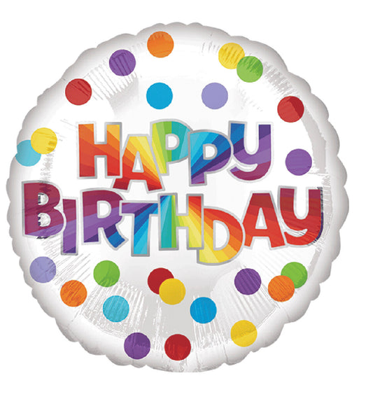 Globo Happy Birthday Dots 18 pulgadas Helio