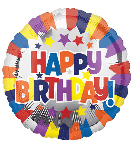 Globo Happy Birthday Stars 18 pulgadas Helio