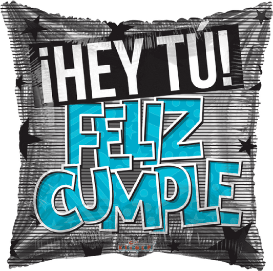 Globo Hey Tu Feliz Cumple Azul 18 pulgadas helio