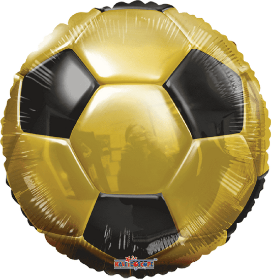 Globo Balon de Futbol Negro/Oro 18 pulgadas helio