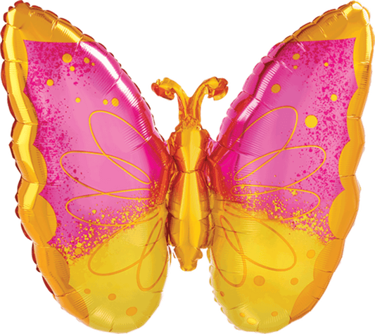 Globo Mariposa Primavera PINK & YELLOW BUTTERFLY Supershape helio
