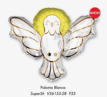 Globo Paloma Blanca Supershape helio Primera Comunion