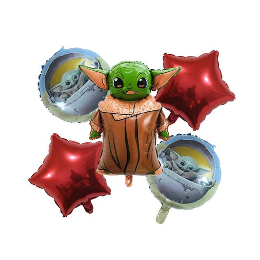 Kit de Cumpleaños Globos Baby Yoda económico 5 Pzas