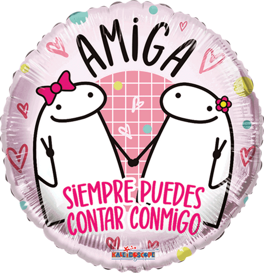 Globo amistad AMIGAS FLORKS 18 pulgadas helio
