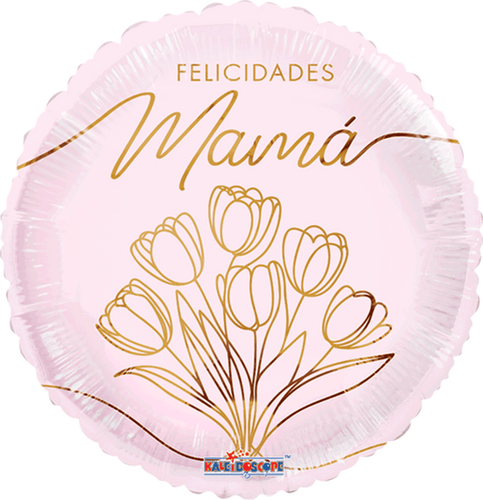 Globo Felicidades Mamá Tulipanes 18 pulgadas