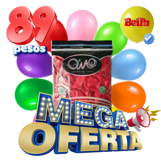 Bolsa de Latex con 100 pzas tamaño 12 pulgadas marca qwao OFERTA